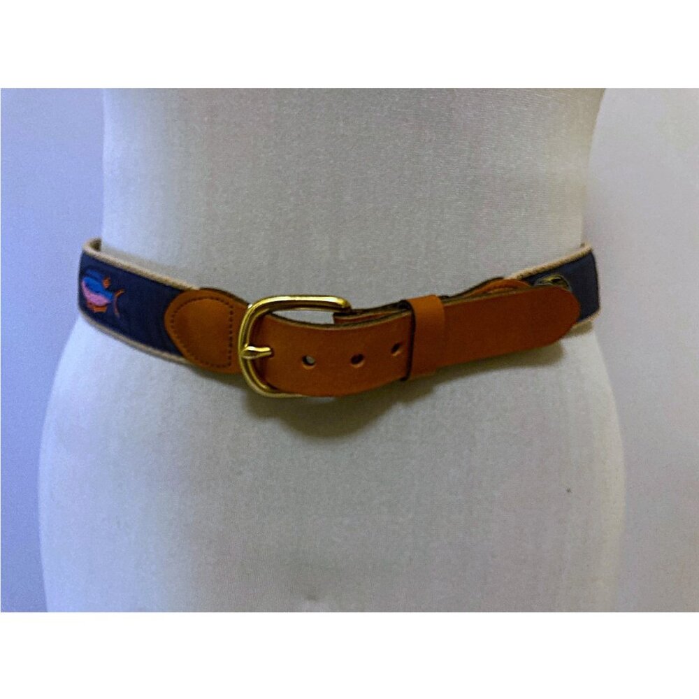 Leather and fabric over canvas tropical fish belt